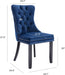 Blue Velvet Ring Pull Trimmed Dining Chairs Set of 6