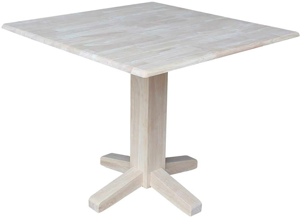 Square Dual Drop Leaf Dining Table in Unfinished Wood