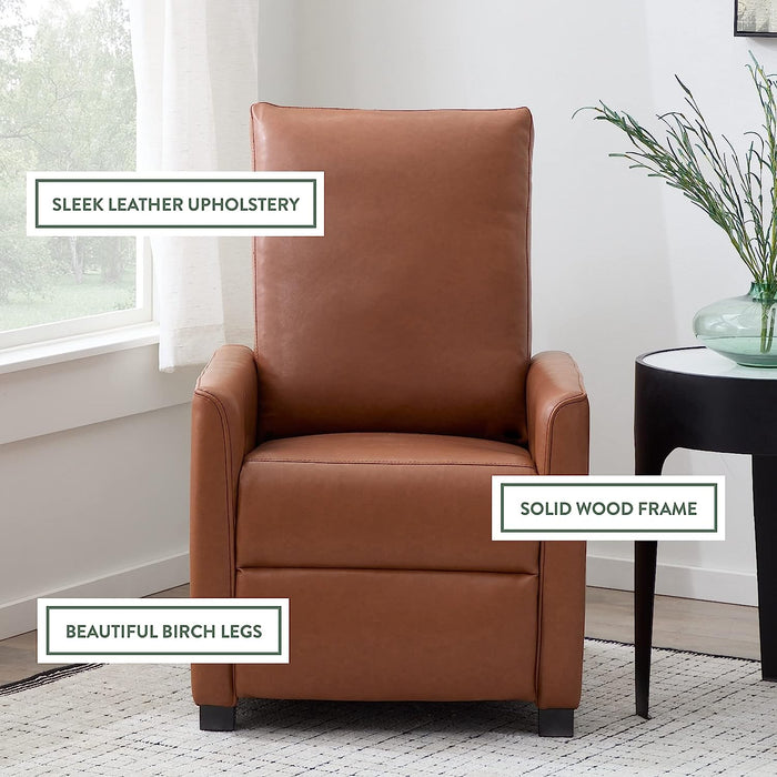 Adams Modern round Arm Recliner Living Room Chair, Camel