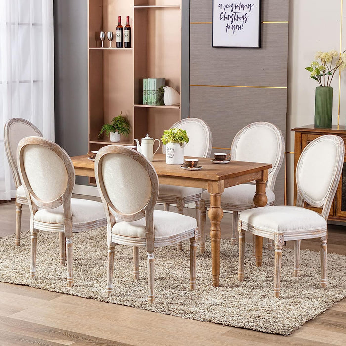 Beige French Country Accent Dining Chairs Set of 6