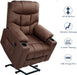 Brown Electric Power Lift Recliner with Massage and Heat