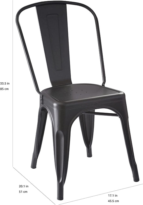 Set of 4 Black Metal Dining Chairs
