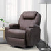 Brown Leather Rocking Massage Recliner Chair with Cup Holders