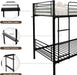 Black Twin Metal Bunk Bed with Flat Ladder and High Guardrail