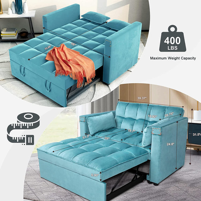 Multi-Functional Velvet Sleeper Sofa with Hidden Table