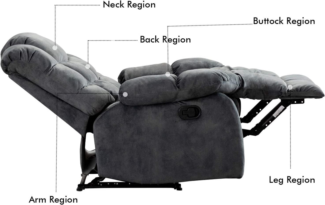 Single Recliner Chairs with Breathable Fabric (Gray)