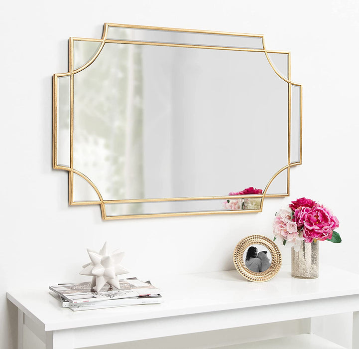 Minuette Decorative Rectangle Frame Wall Mirror in Gold Leaf, 24X35.5 Inches