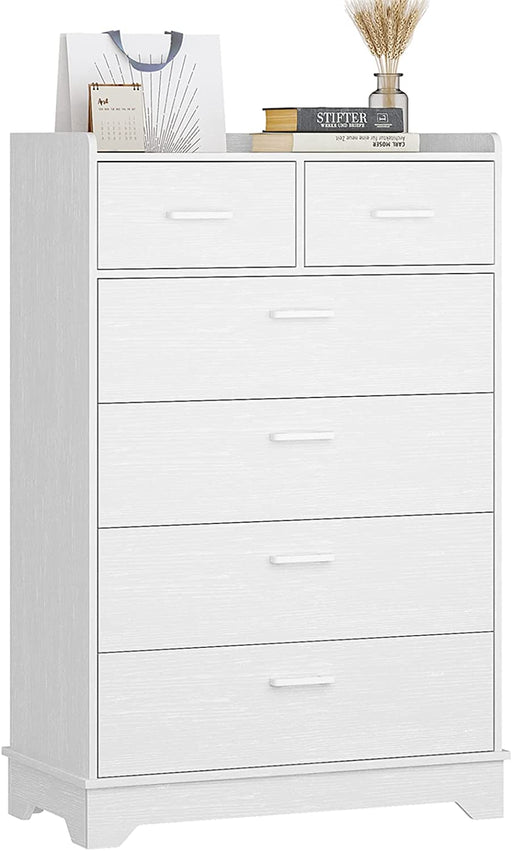 Modern Rustic White Dresser with 6 Drawers