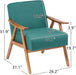 Green Mid-Century Modern Lounge Chair with Wooden Frame