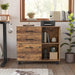 Rustic Brown Mobile File Cabinet with Lock