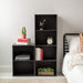 Compact Black Wood Bookshelf with 4 Tiers