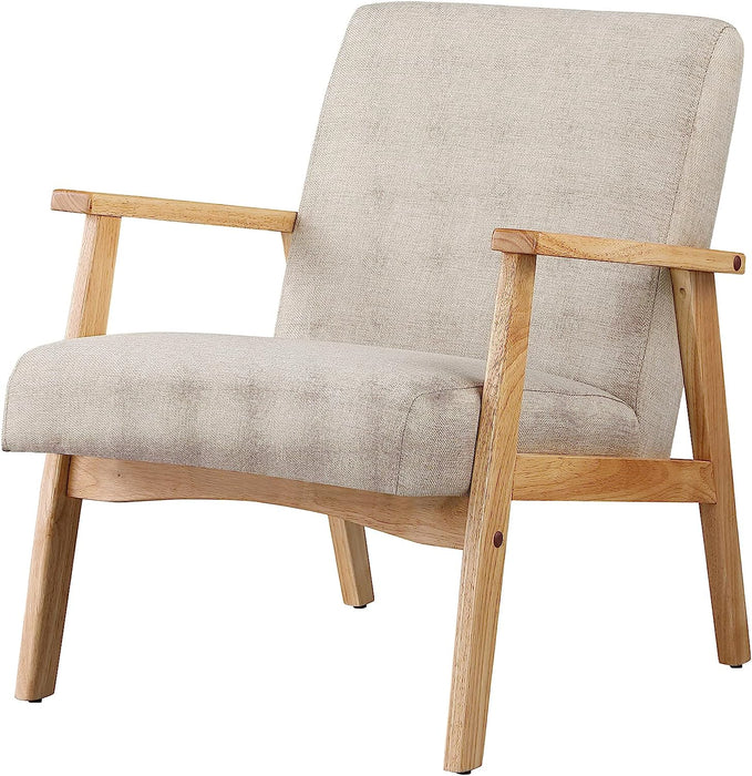 Wooden Frame Linen Armchair for Living Room