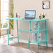 Blue 43″ Desk with 2 Shelves and Adjustable Feet