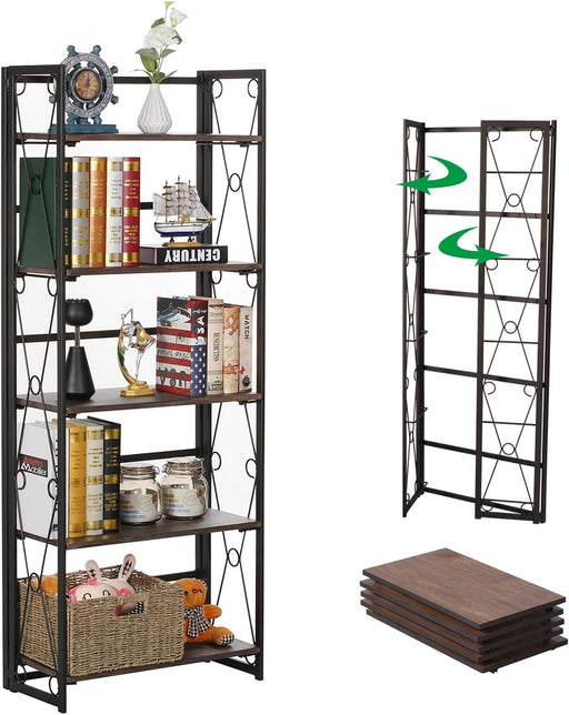 5-Shelf Folding Bookcase for Any Room