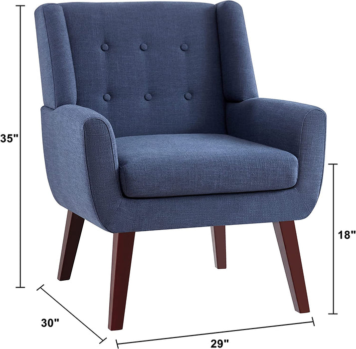 Set of 2 Comfy Accent Chairs, Dark Blue