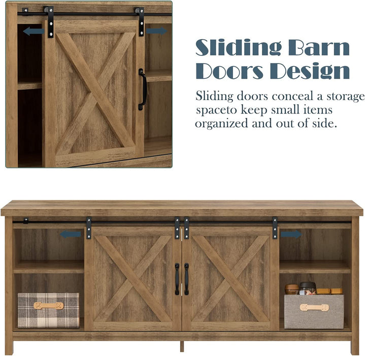 Rustic TV Stand with Sliding Barn Doors