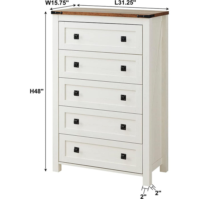 Rustic Tall Chest of Drawers, Antique White
