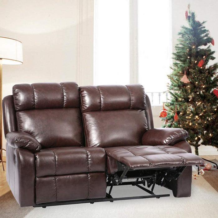 Recliner Chair Leather Sofa Recliner Couch Manual Reclining Home Theater Seating Manual Recliner Motion for Living Room Furniture (Three Seat, Black)