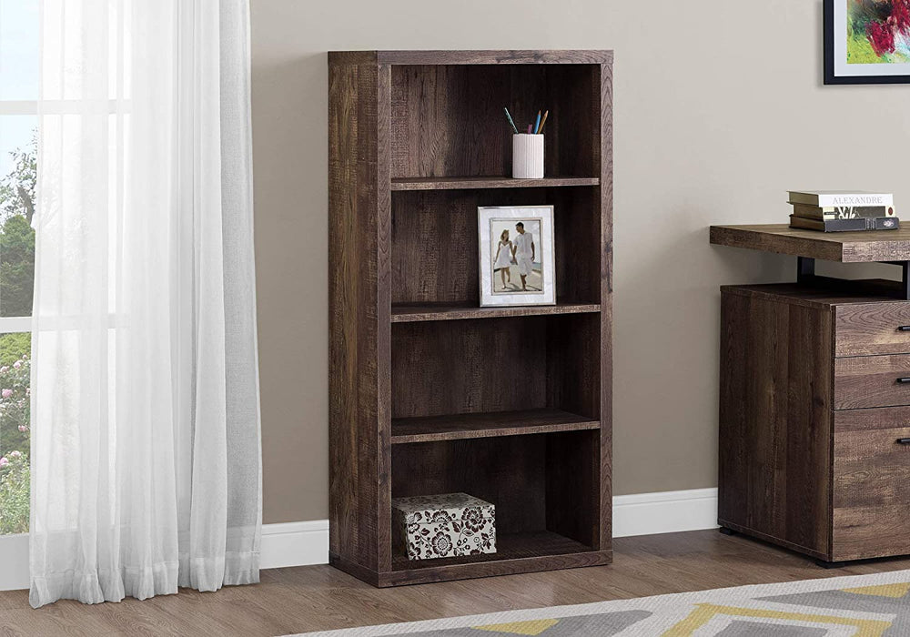 Adjustable 3-Shelf Bookcase - 48”H (Brown)