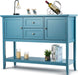 Aqua Wood Buffet Sideboard with Cabinets and Drawers