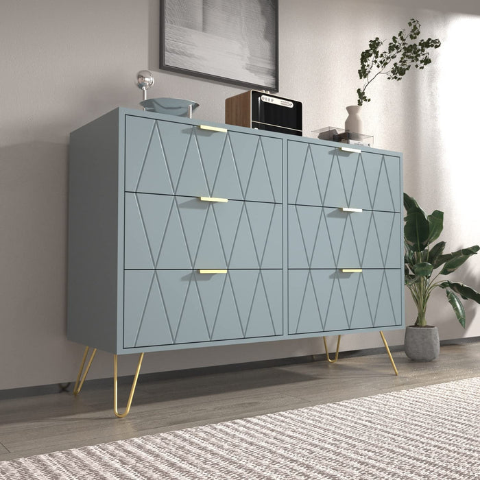 Modern Blue 6-Drawer Chest of Drawers