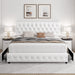 White Queen Bed Frame with Button Tufted Headboard