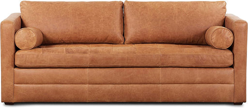 82″ Cognac Tan Leather Sleeper Sofa