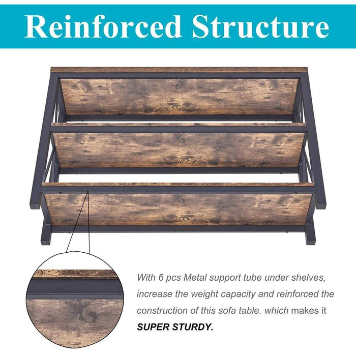Rustic 3-Tier Sofa Console Table (47″)