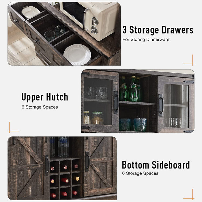 Farmhouse Bar Cabinet with Sliding Barn Door