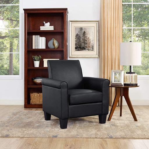 Black Faux Leather Accent Chair for Living Room