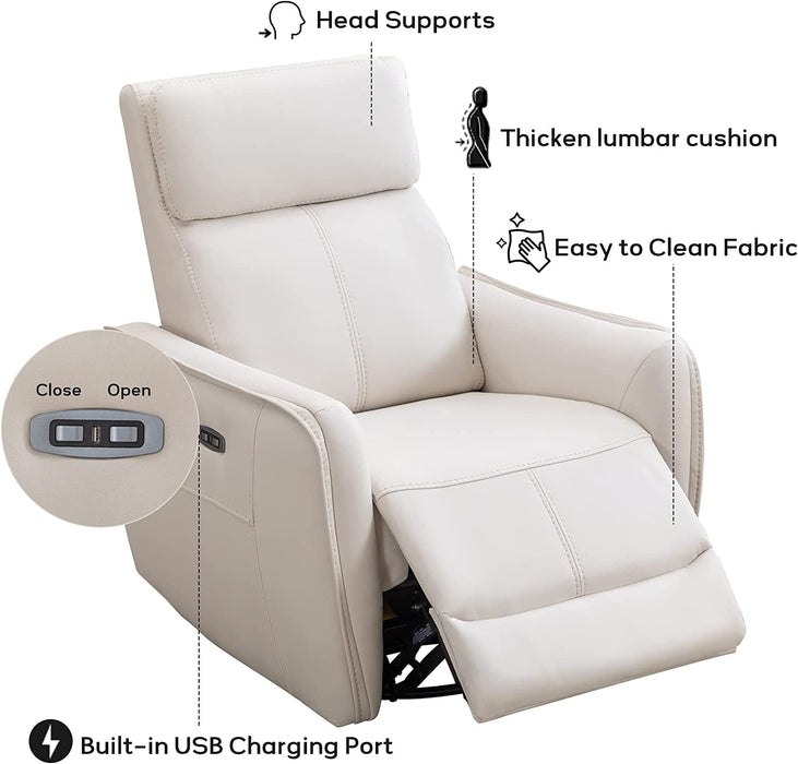 Power Swivel Rocker Recliner Chair with USB Ports,White