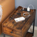 Rustic Narrow End Table Set of 2 with Charging Station