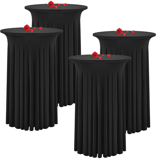 4 Pack round Cocktail Table Skirt, Black