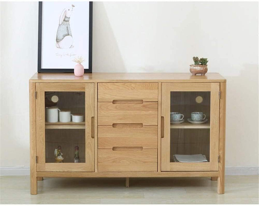 White Oak Entryway Storage Buffet Server Cabinet