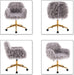 Gray Faux Fur Swivel Chair for Home Office