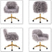 Gray Faux Fur Swivel Chair for Home Office