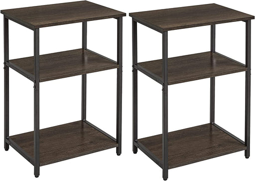 Taupe Industrial Nightstands with Storage, Set of 2