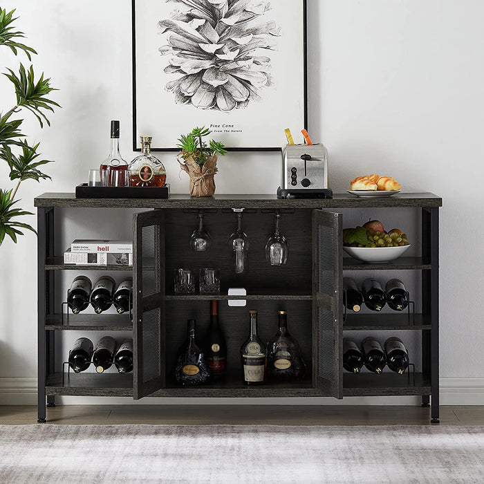 Industrial Wine Bar Cabinet with Storage