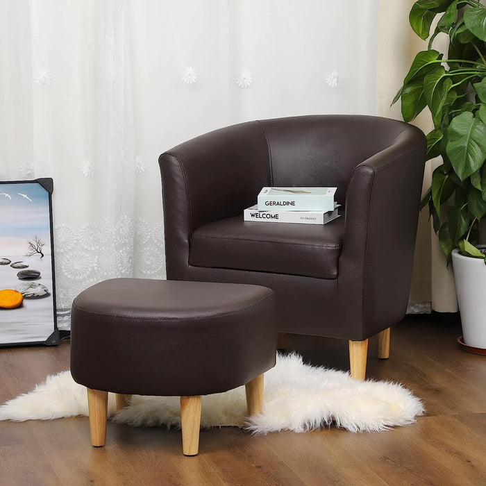 Mid Century Modern Faux Leather Accent Chair