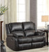 Upholstered Motion Loveseat PU Leather Adjustable 2 Seat Reclining Sofa Couch Manual, Black
