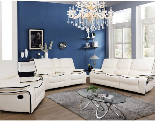 1 Piece Faux Leather Manual Reclining Sofa with Back Panel for Living Room/House/Bedroom/Office/Home Theatre (White)