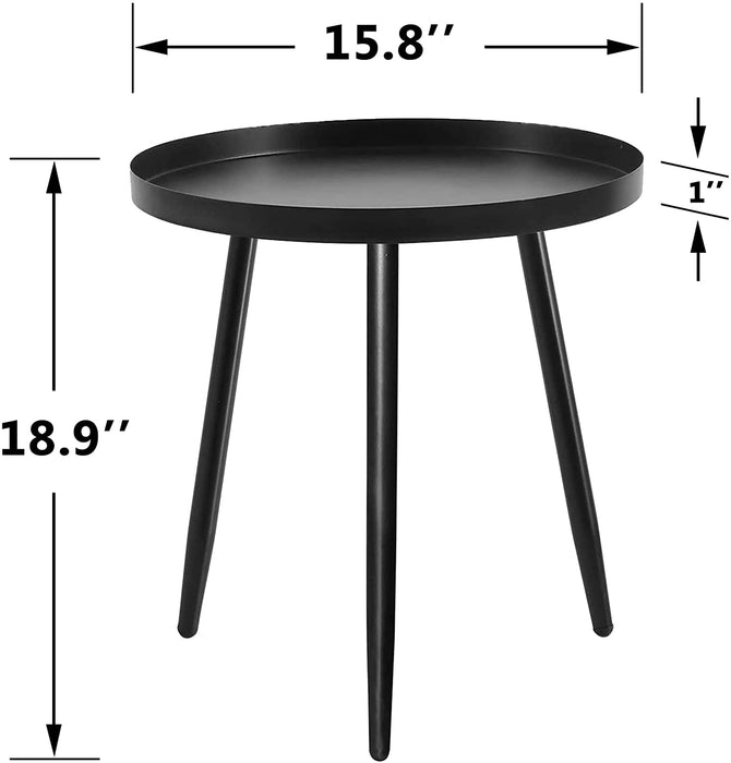 Black Modern Side Table with 3 Gold Legs