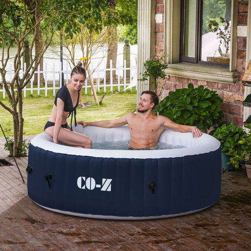 6X6Ft PVC Inflatable Hot Tub Portable with 120 Air Jets Ideal for 2-4 Adults, Dark Blue