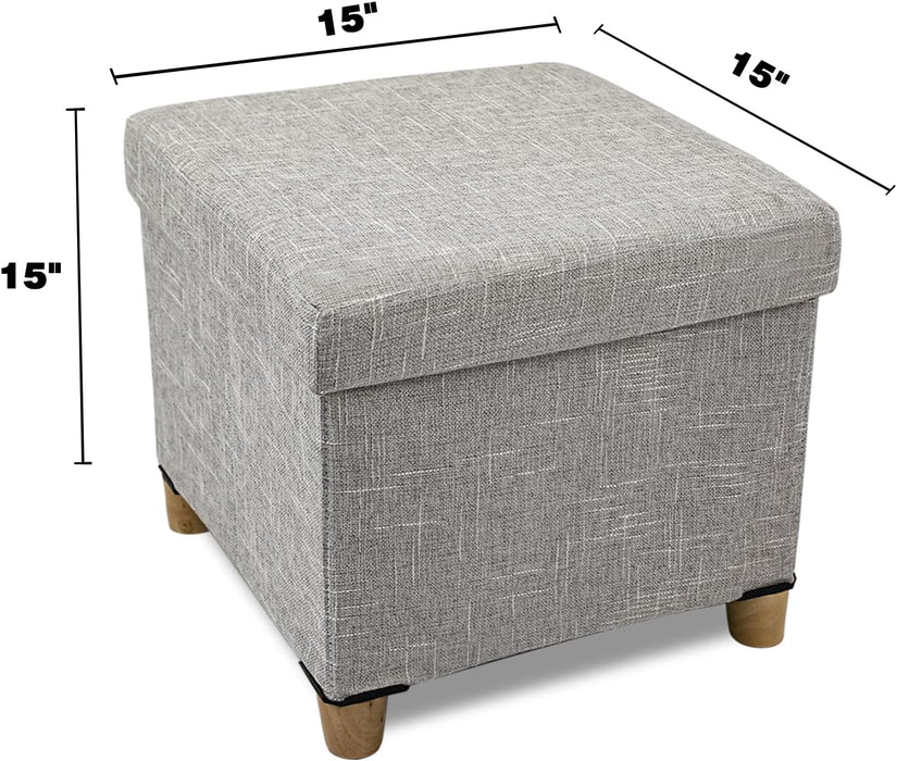 15″ Folding Storage Ottoman with Tray and Legs