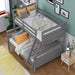 Twin over Full Wood Bunk Bed with Guardrail, Gray