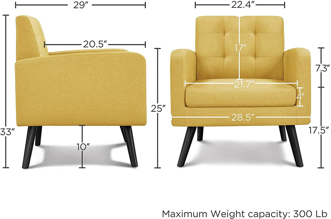 Yellow Mid-Century Modern Accent Chair