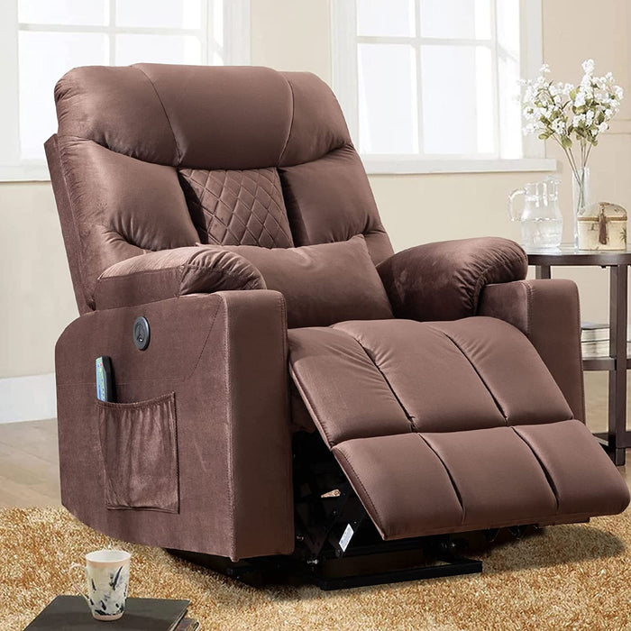 Fabric Lift Chair, Velvet Overstuffed Power Lift Recliner with