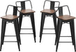 Industrial Swivel Metal Barstools, Set of 4