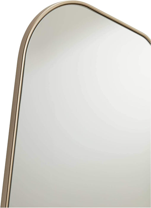 Reuleaux Rectangular Vanity Decorative Accent Wall Mirror Modern Asymmetrical Curved Corner Champagne Gold Frame 26" Wide for Bathroom Bedroom Living Room Home Office Entryway