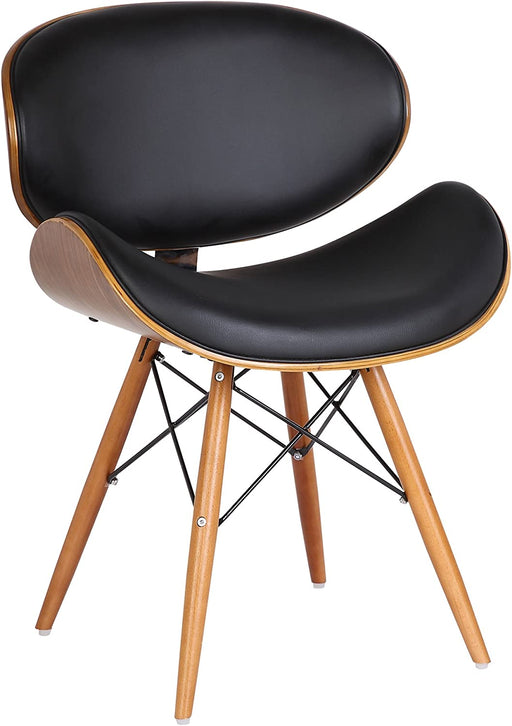 Cassie Dining Chair in Black Faux Leather and Walnut Wood Finish